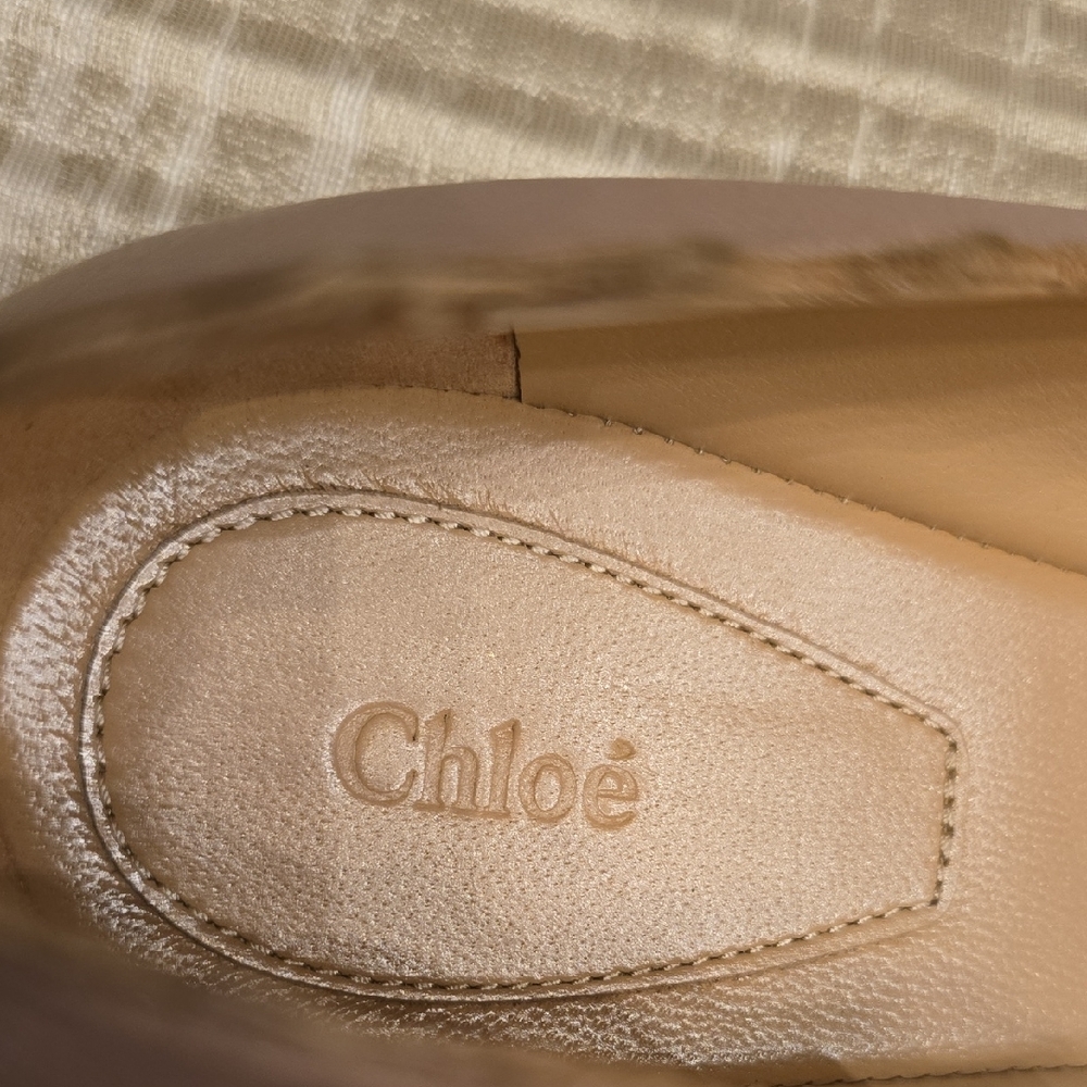 Chloe Pink Tea All Leather Scalloped Ballet Flats - Picture 2 of 15